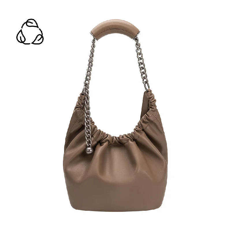 Handle bags with lightweight fabric for ease -Kinsley Taupe Recycled Vegan Shoulder Bag