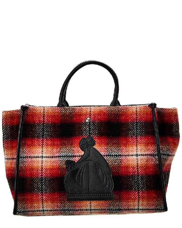 Designer handle bags with luxury logo detailing -LANVIN Plaid Tote