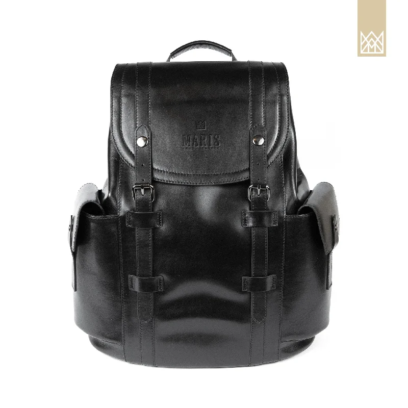 Handle bags with bold text for statements -Leather Backpack