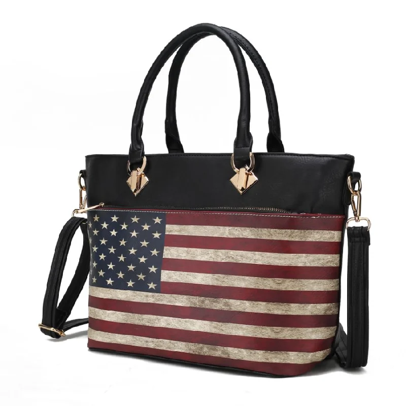 Handle bags with rugged canvas for outdoors -Lilian Vegan Leather Women’s FLAG Tote Bag