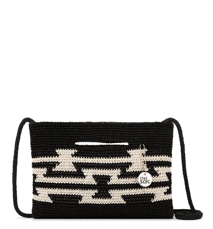 hand crochet - black and white multi ragam