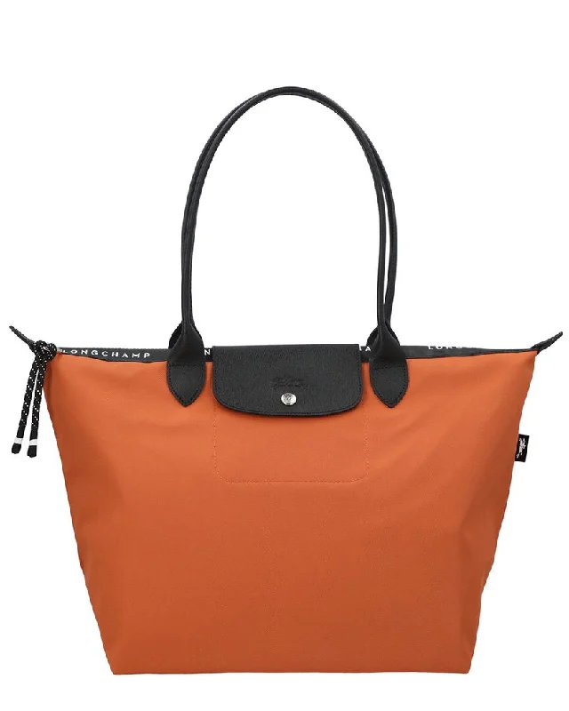 Handle bags with woven fabric for texture -Longchamp Le Pliage Energy Large Canvas & Leather Tote