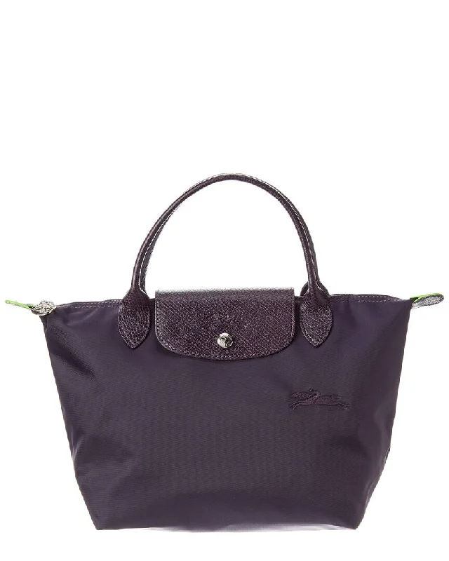 Handle bags with bohemian tassel embellishments -Longchamp Le Pliage Green Small Canvas Tote