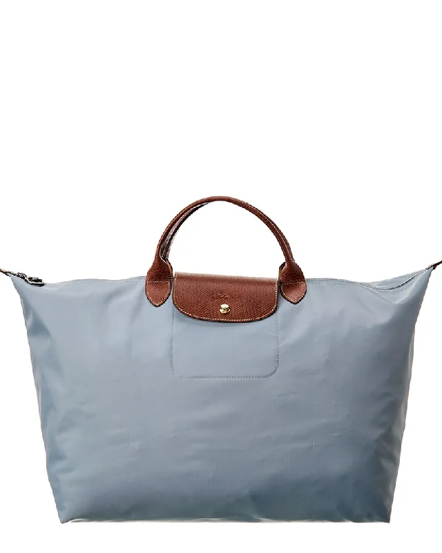 Handle bags with tropical prints for summer -Longchamp Le Pliage Large Canvas Top Handle Tote