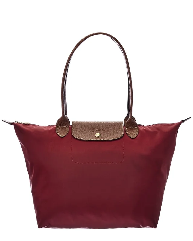 Handle bags with artistic prints for creativity -Longchamp Le Pliage Large Nylon Long Handle Tote