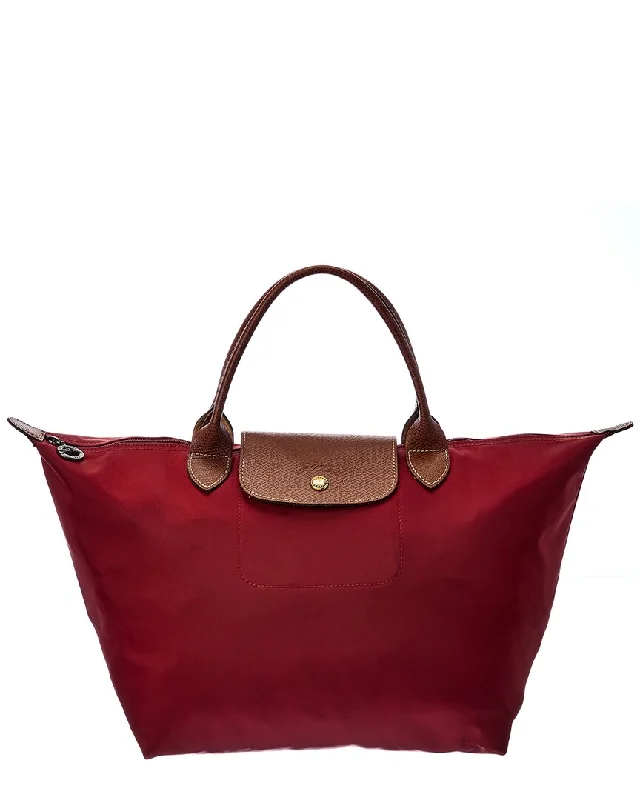 Handle bags with holiday themes for festivities -Longchamp Le Pliage Medium Nylon Short Handle Tote