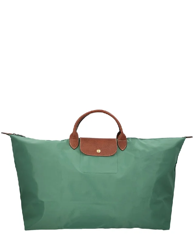 Handle bags with seasonal prints for holidays -Longchamp Le Pliage Original Medium Canvas & Leather Tote Travel Bag