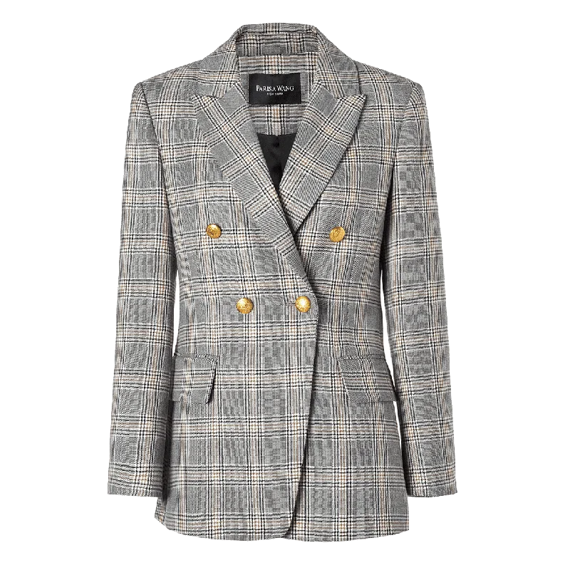 Handle bags with bold text for statements -Madison Plaid Blazer