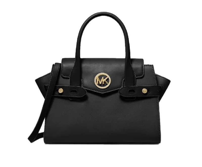 Handle bags with contrast stitching for detail -MICHAEL KORS CARMEN   LEATHER Medium FLA SATCHEL SHOULDER BAG