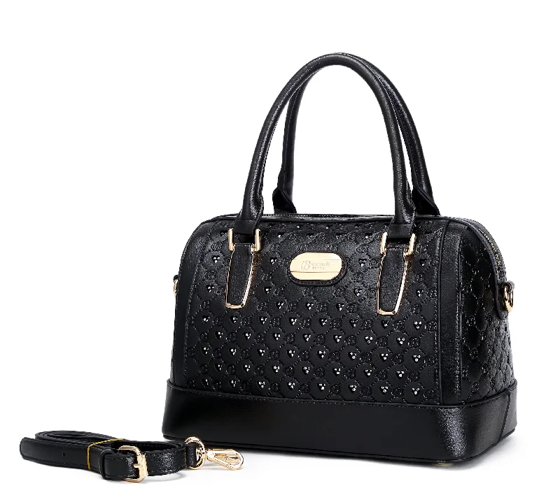 Handle bags with bold logos for branding -Millionaire Goddess Double Layer Crystal Engraved Dome Satchel