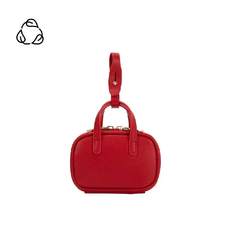 Handle bags with hidden pockets for security -Natasha Red Micro Recycled Vegan Charm