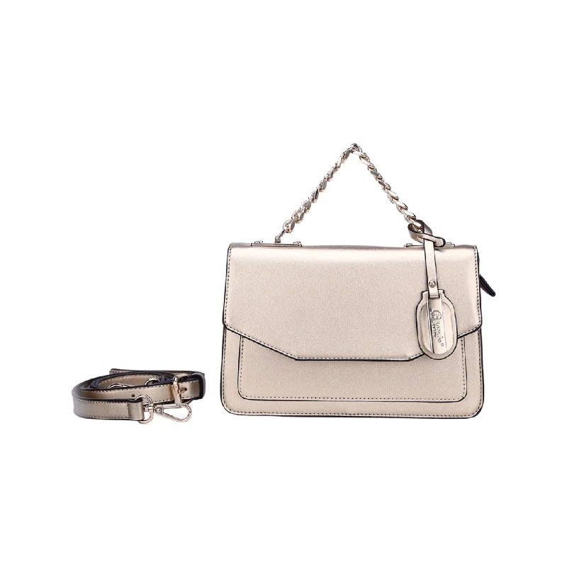 Handle bags with metallic finishes for shine -Not Sorry Vegan Leather Minimalist Crossbody Bag