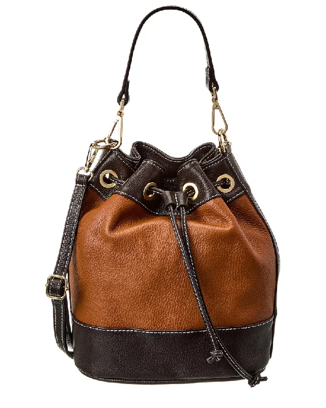 Handle bags with drawstring accents for style -Persaman New York #1170 Suede & Leather Bucket Bag