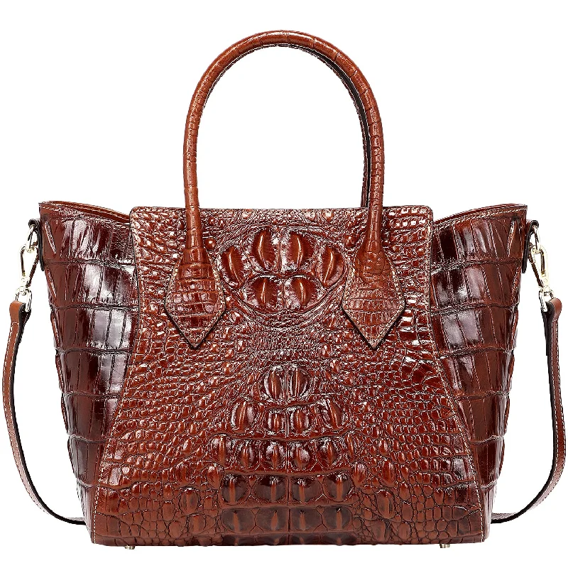 Handle bags with minimalist sleek silhouettes -Crocodile Top Handle Handbag