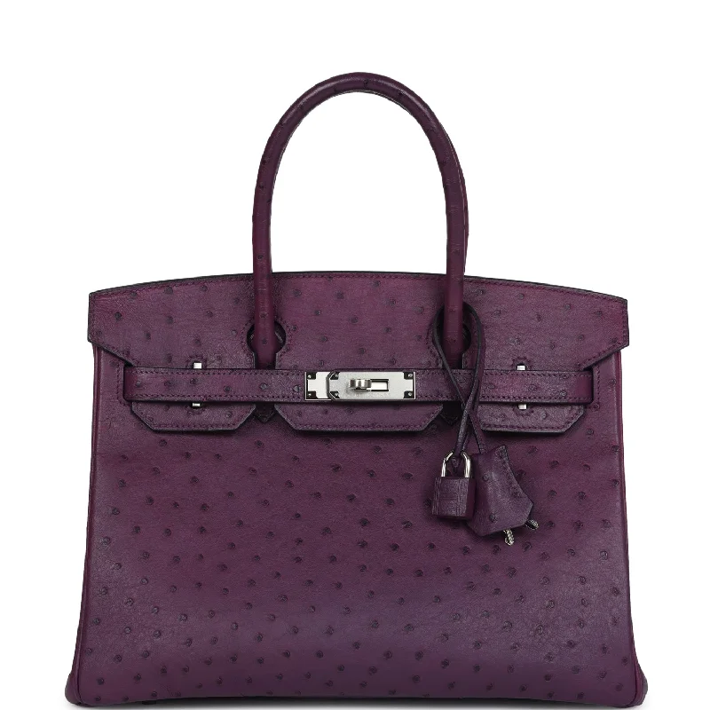 Insulated handle bags for keeping food fresh -Pre-owned Hermes Birkin 30 Violet Ostrich Palladium Hardware