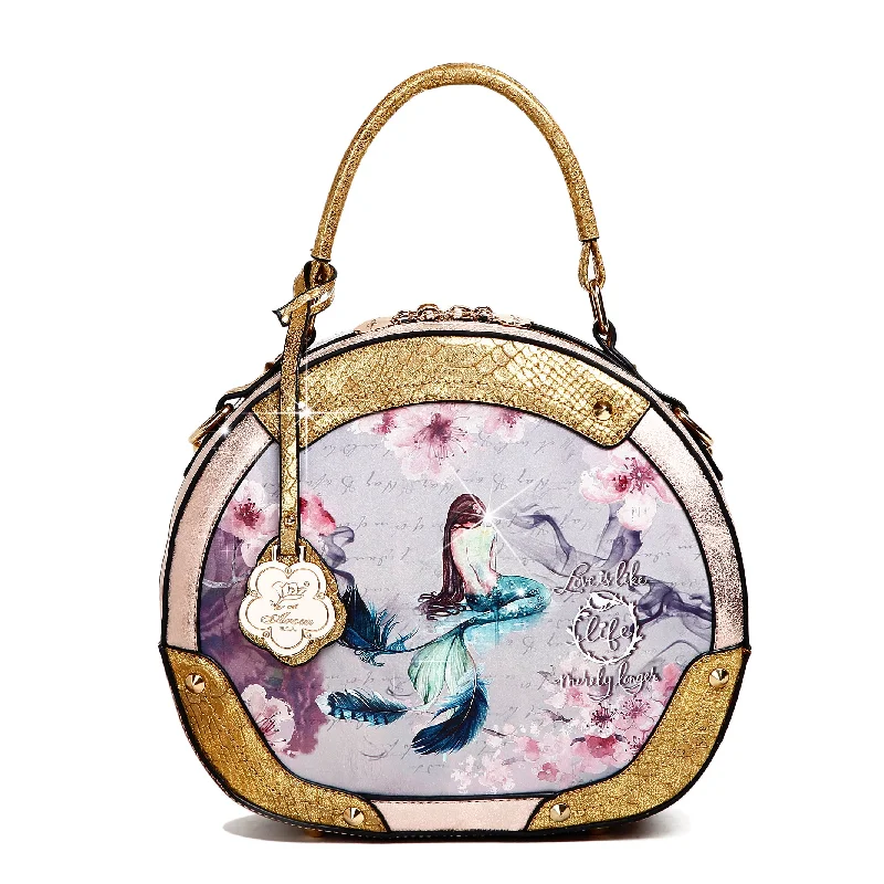 Handle bags with artistic prints for creativity -Princess Mera Vintage Sphere Double Zipper Opening Handbag