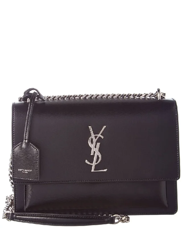 Handle bags with sleek black for elegance -Saint Laurent Sunset Medium Leather Shoulder Bag