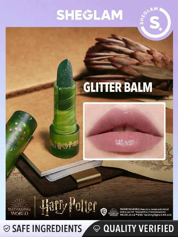 Handle bags with sleek hardware for sophistication -SHEGLAM Harry Potter™ Gifted Herbologist Glitter Lipstick Moisterizing Lip Glow Lip Balm Shiny Green  Lip Care