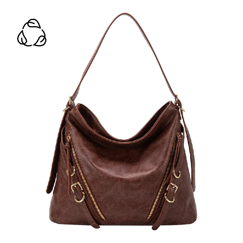 Handle bags with sleek hardware for sophistication -Sloane Burgundy Recycled Vegan Shoulder Bag