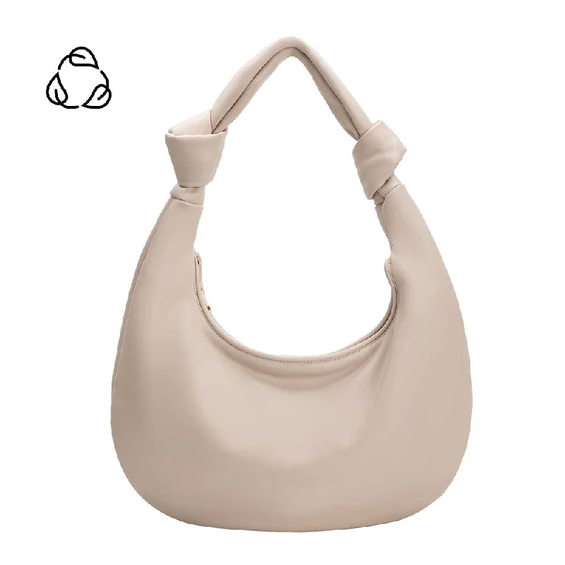 Handle bags with subtle embroidery for detail -Stella Cream Extra Large Recycled Vegan Shoulder Bag - FINAL SALE