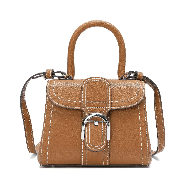 Handle bags with sleek zippers for closure -Tiffany & Fred Full-Grain Leather Satchel/Shoulder Bag