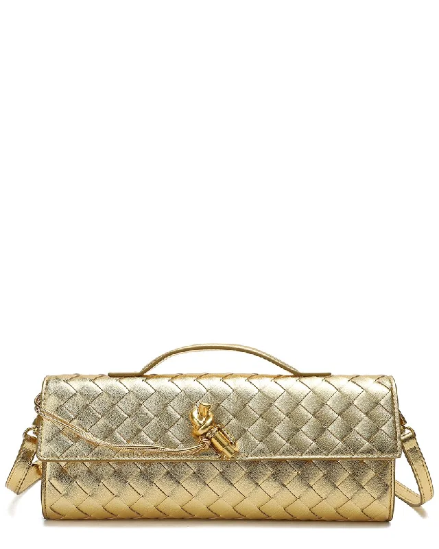 Handle bags with sleek silhouettes for fashion -Tiffany & Fred Paris Woven Leather Clutch