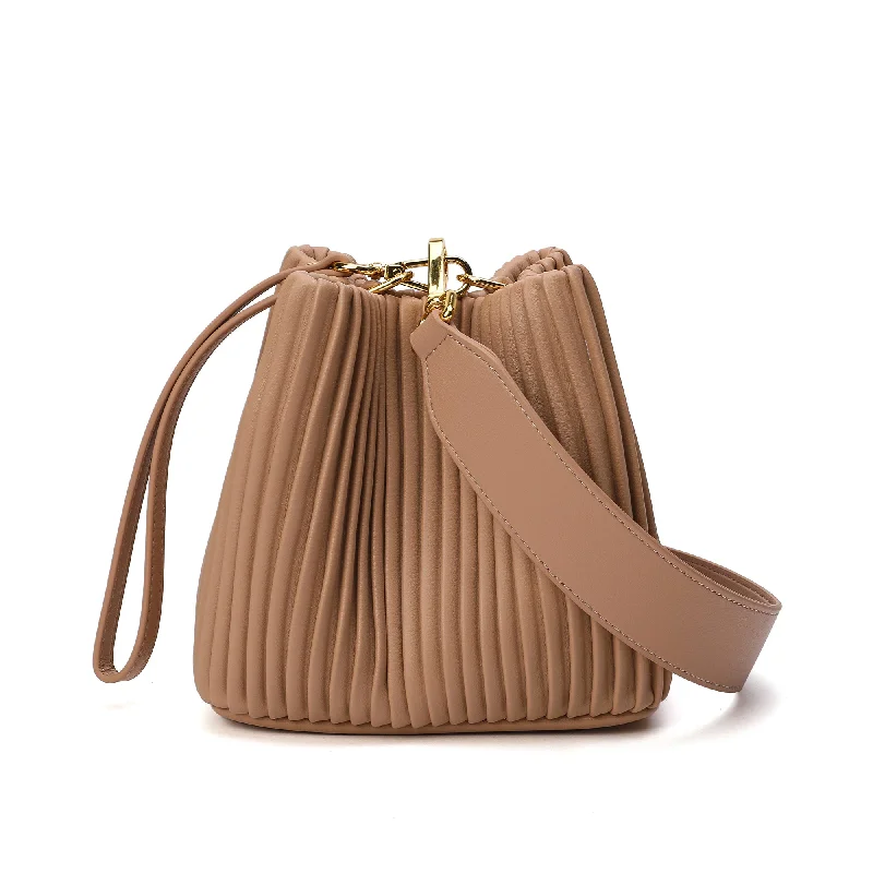 Handle bags with soft linings for protection -Tiffany & Fred Pleated Leather Shoulder Bag