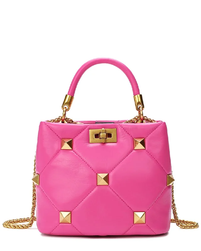 Handle bags with playful patterns for fun -Tiffany & Fred Quilted & Studded Leather Top Handle Shoulder Bag