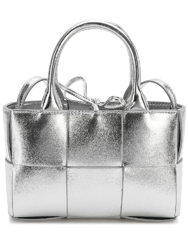 Handle bags with eco-friendly bamboo handles -Tiffany & Fred Woven Smooth Leather Top Handle Shoulder Bag