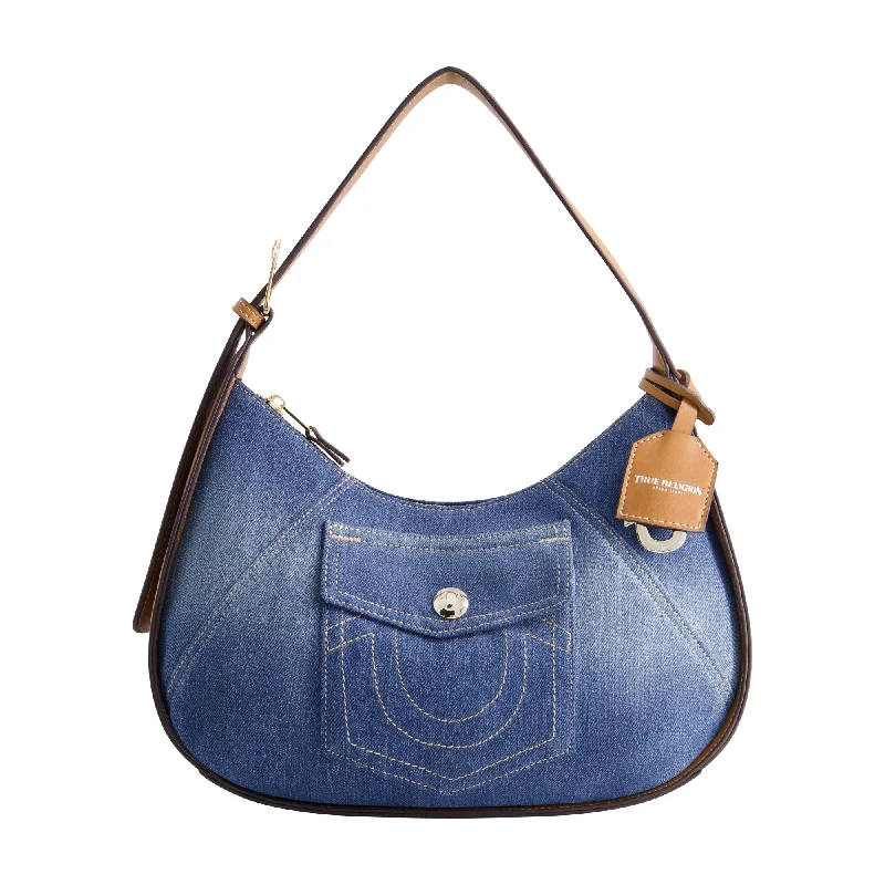 Handle bags with modern cutouts for style -True Religion Horseshoe pocket Medium Hobo