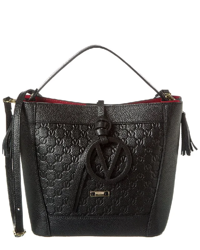 Handle bags with multi-color weaves for vibrancy -Valentino by Mario Valentino Callie Medallion Leather Shoulder Bag