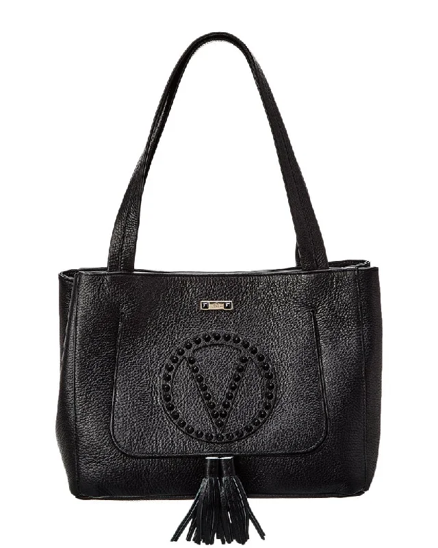 Handle bags with multi-color weaves for vibrancy -Valentino by Mario Valentino Estelle Rock Leather Tote