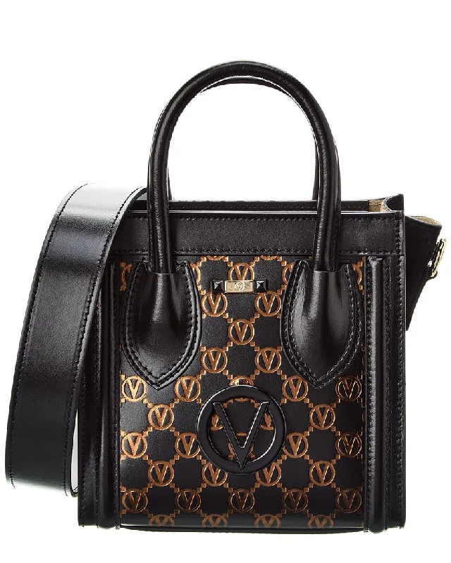 Handle bags with sturdy leather grip accents -Valentino by Mario Valentino Eva Monogram Leather Tote