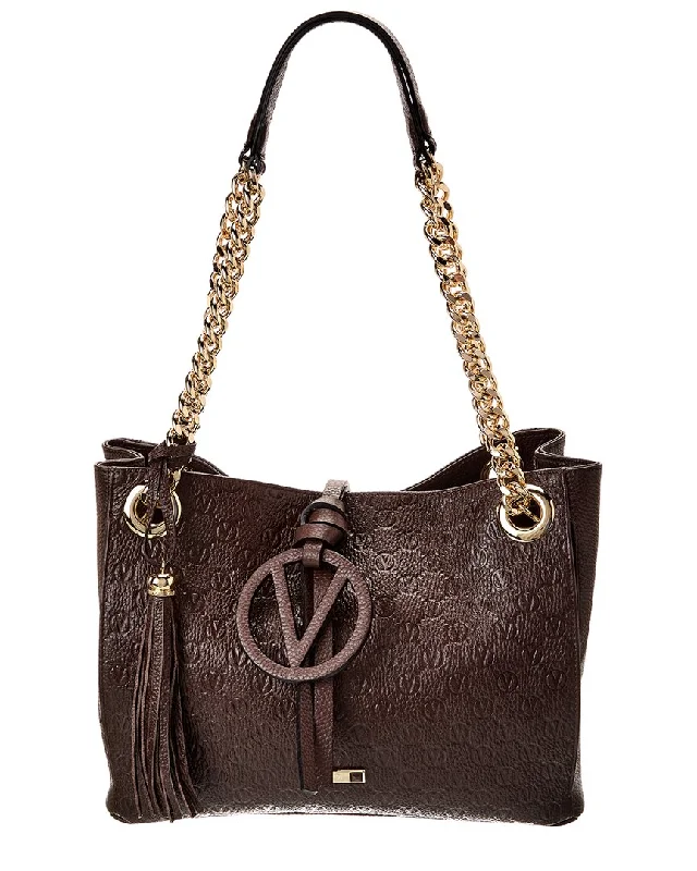 Handle bags with sturdy bases for stability -Valentino by Mario Valentino Luisa Medallion Leather Shoulder Bag