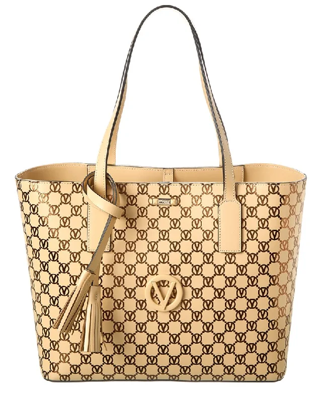 Handle bags with bold text for statements -Valentino by Mario Valentino Soho Monogram Leather Tote