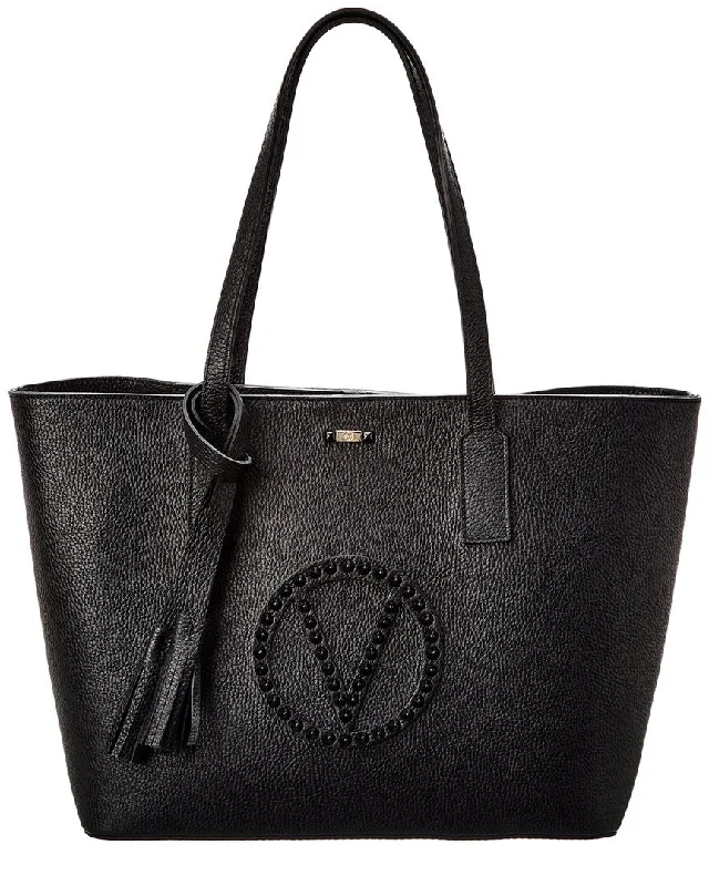 Handle bags with sleek silhouettes for fashion -Valentino by Mario Valentino Soho Rock Leather Tote