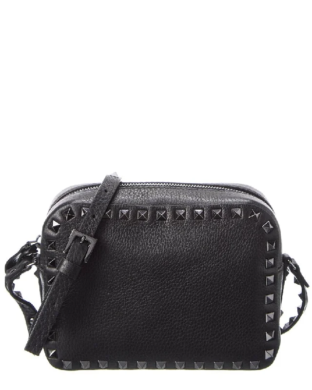 Handle bags with fun slogans for personality -Valentino Rockstud Grainy Leather Camera Bag