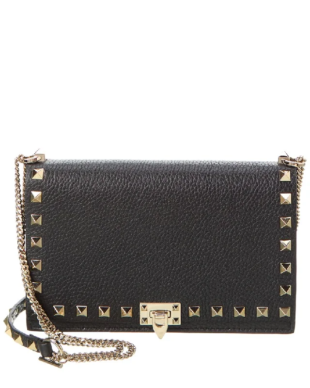 Handle bags with soft linings for protection -Valentino Rockstud Grainy Leather Crossbody