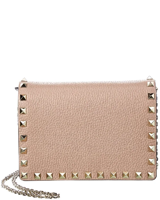 Handle bags with minimalist sleek silhouettes -Valentino Rockstud Grainy Leather Crossbody