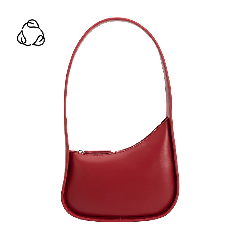 Handle bags with spacious pockets for travel -Willow Red Recycled Vegan Shoulder Bag